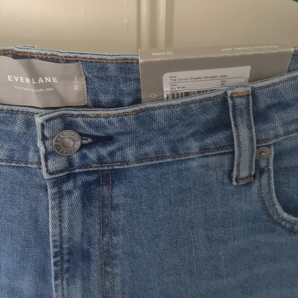 Everlane The Curvy Cheeky Jean Light Blue Women's Size 35 Crop/Ankle, New